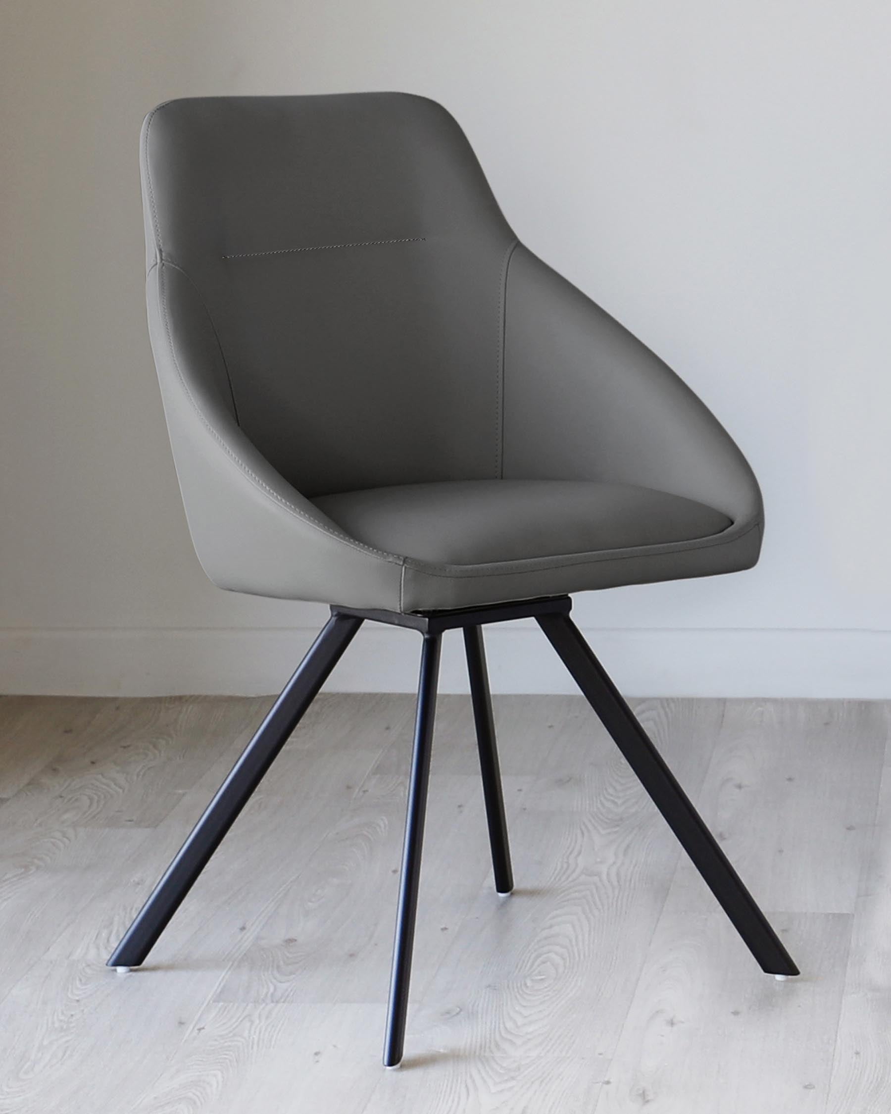 Cleo Dark Grey Faux Leather Swivel Chair