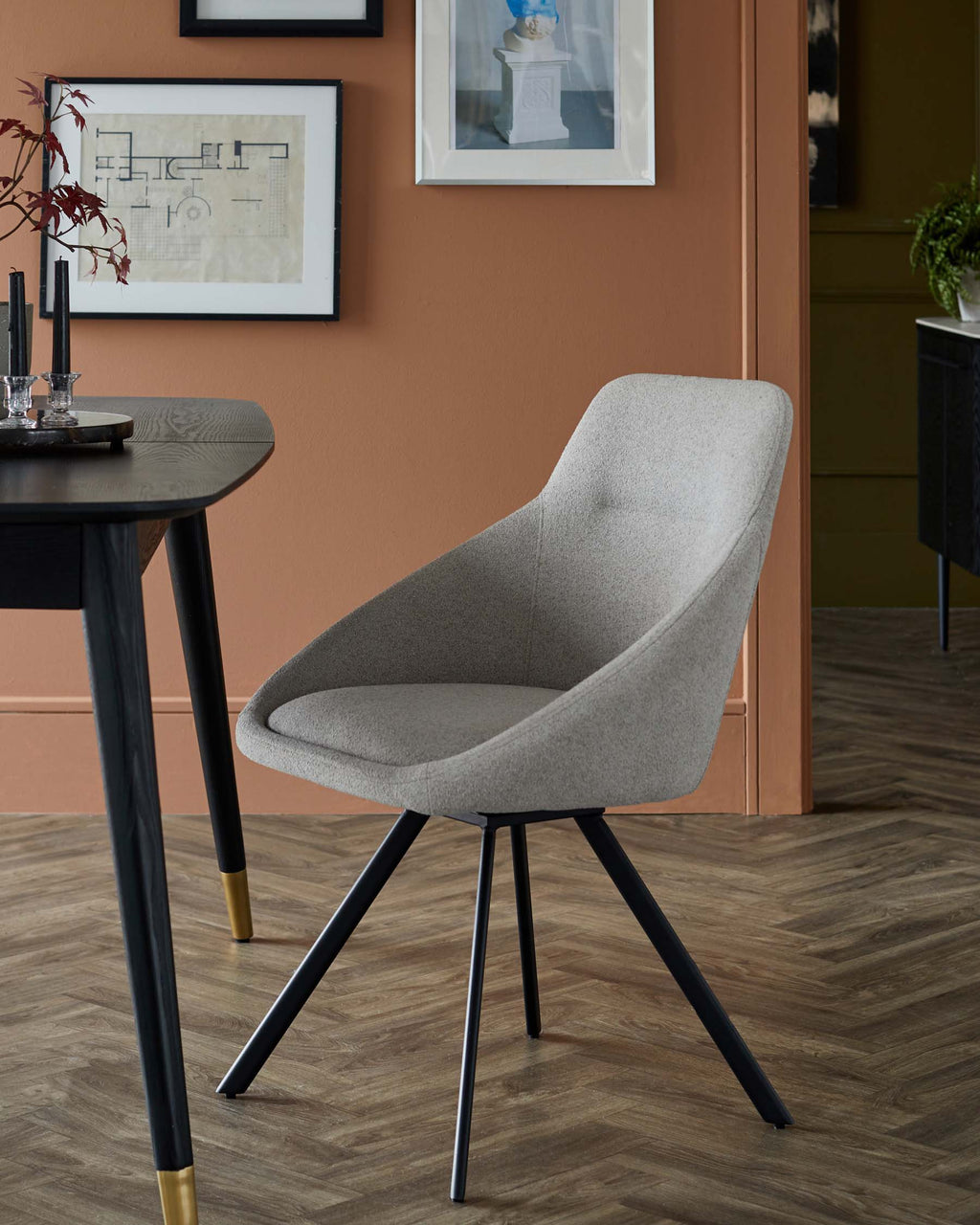 Cleo grey boucle swivel chair