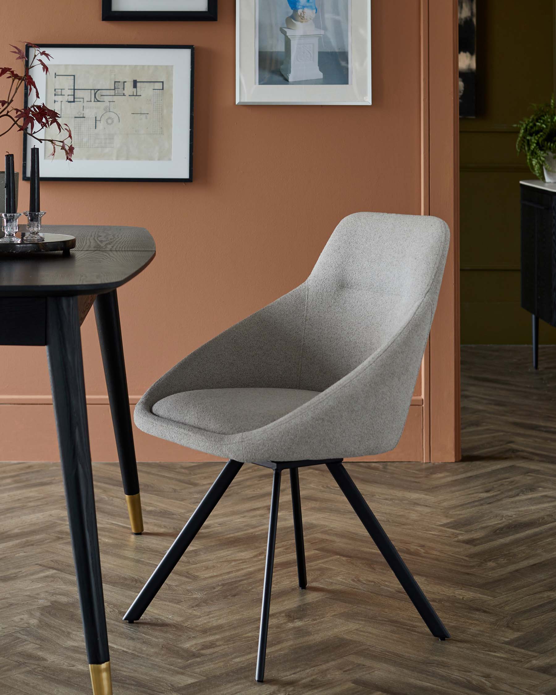 Cleo grey boucle swivel chair