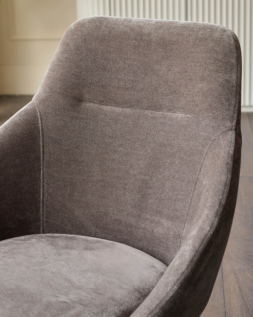 Cleo mocha fabric swivel dining chair