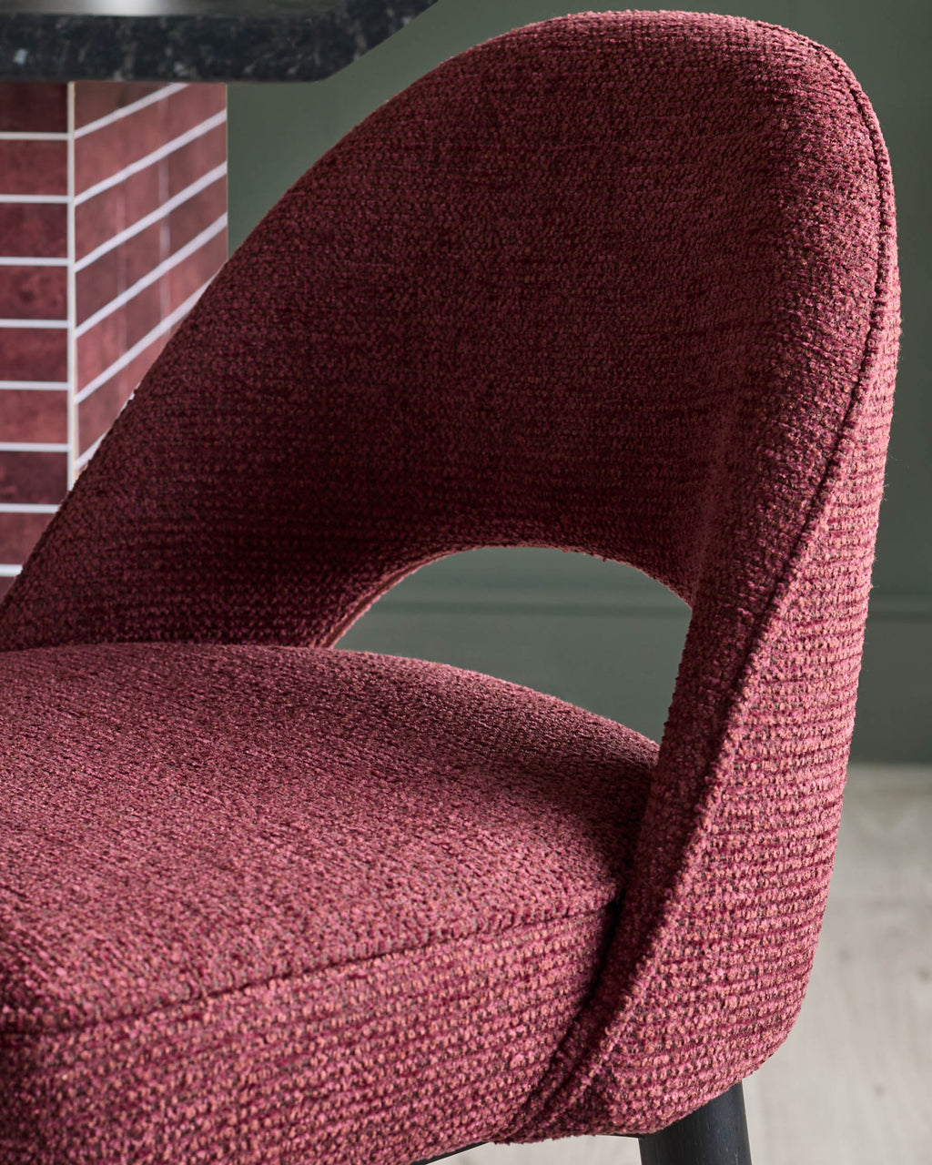 Clover berry red chunky fabric bar stool