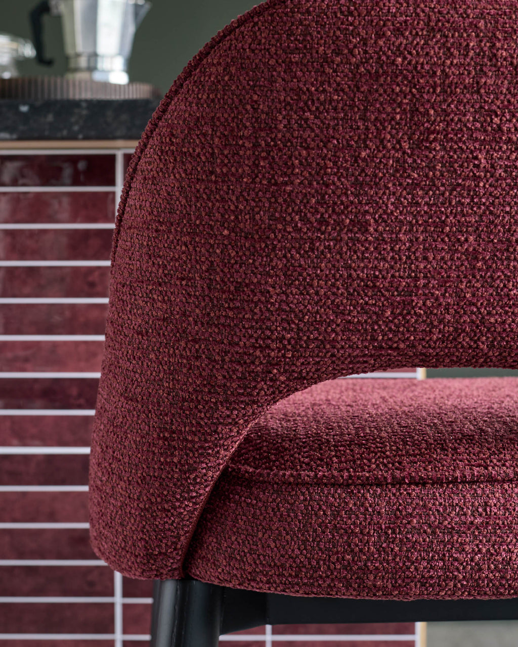 Clover berry red chunky fabric bar stool