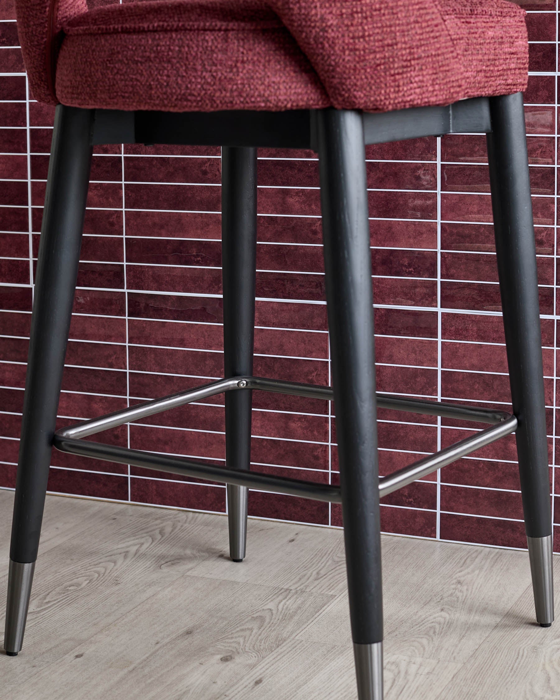 Clover berry red chunky fabric bar stool