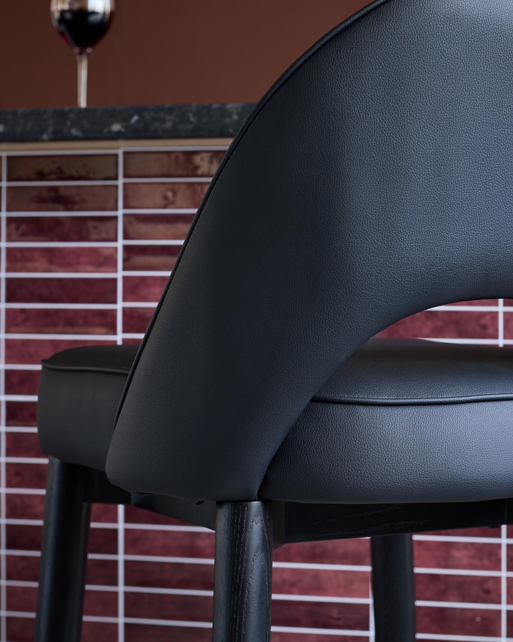 Clover black faux leather bar stool