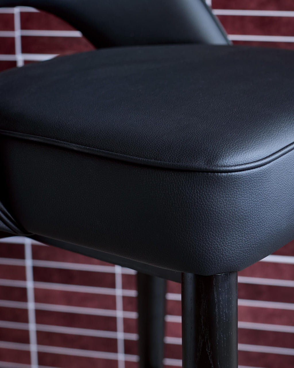 Clover black faux leather bar stool