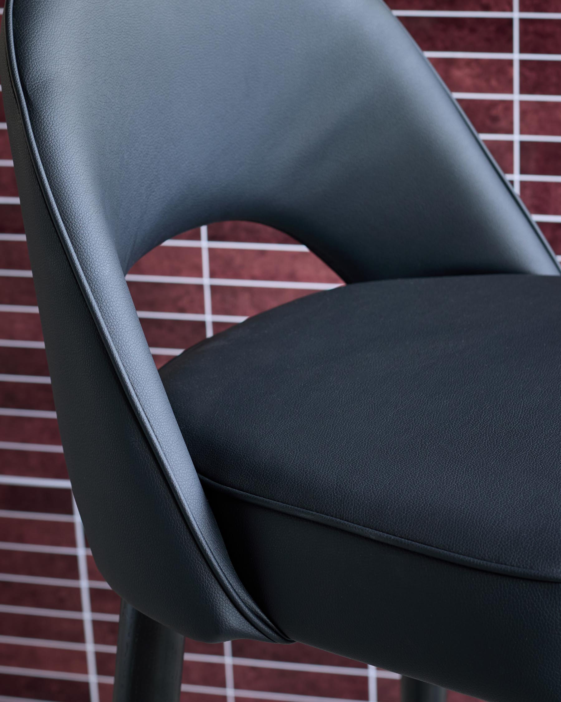 Clover black faux leather bar stool