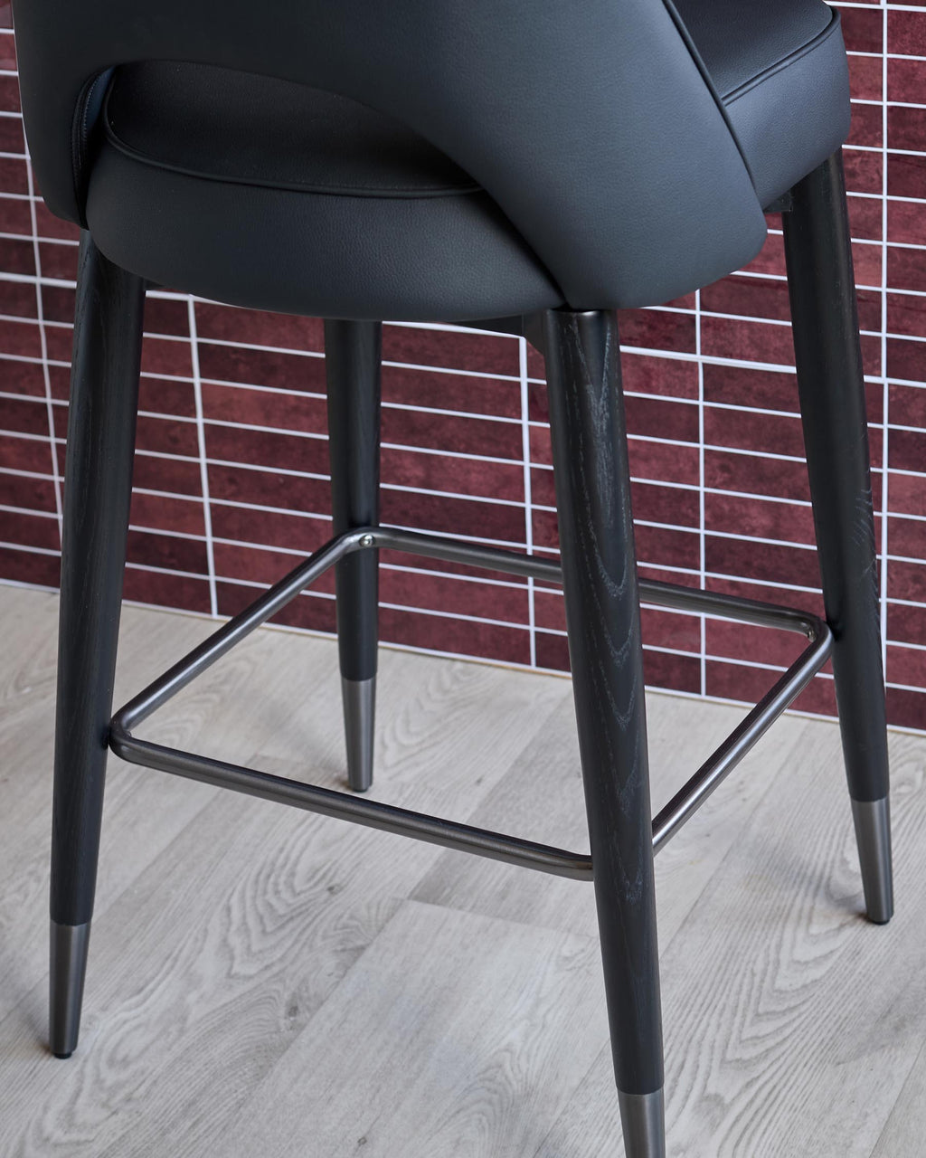 Clover black faux leather bar stool
