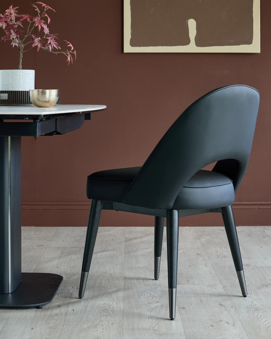 Clover black faux leather dining chair