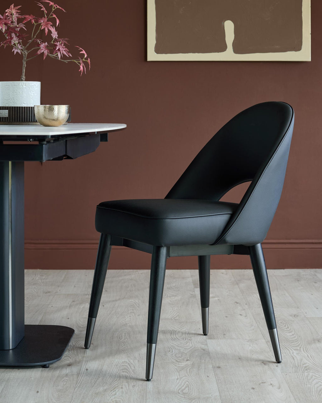 Clover black faux leather dining chair