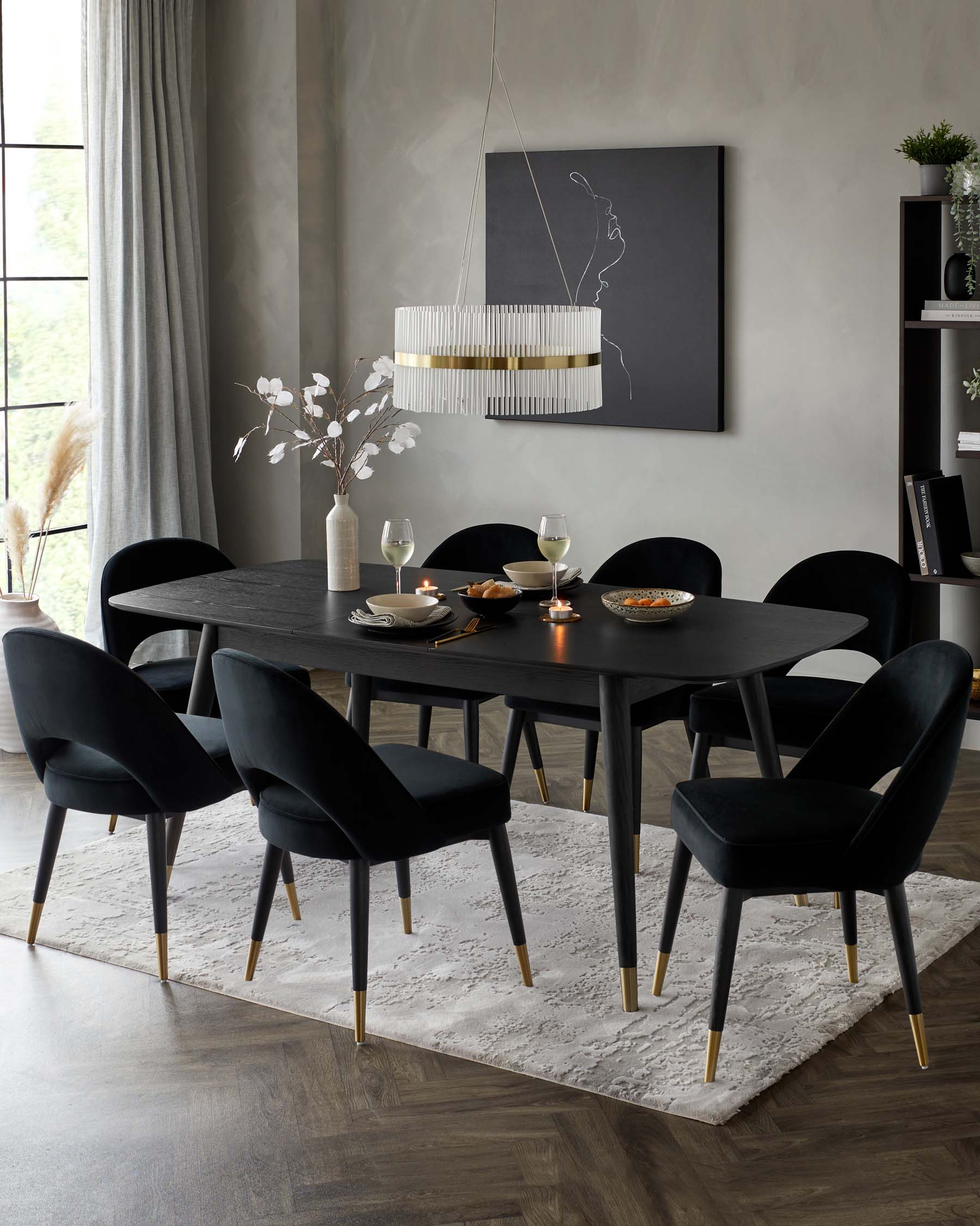 Clover Black Velvet Dining Chair