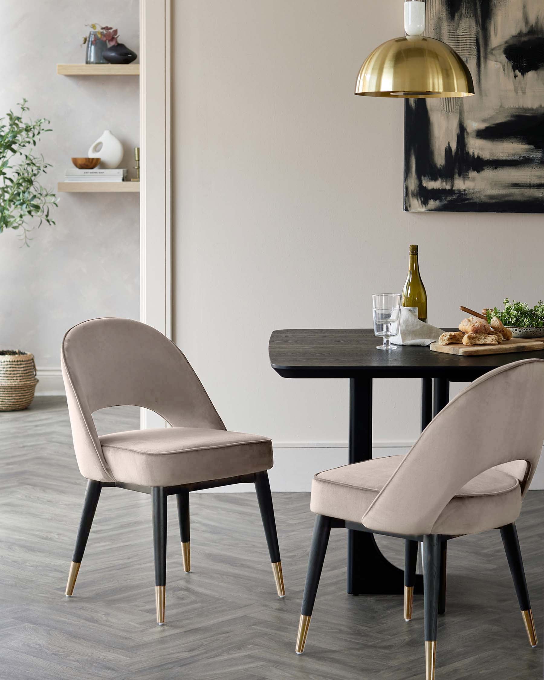 Clover Champagne Velvet Dining Chair