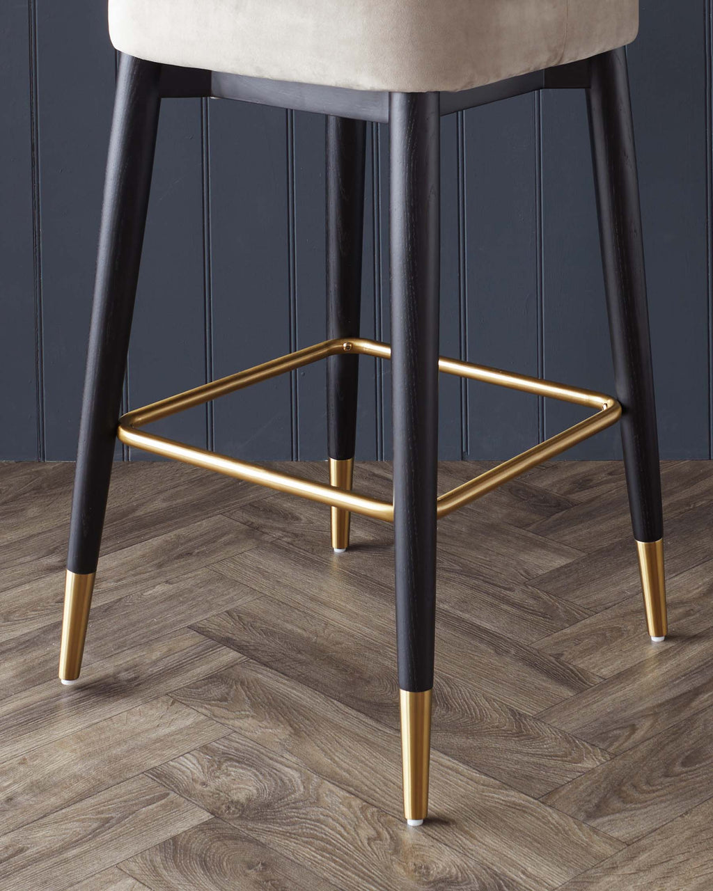 Clover Champagne Velvet Backless Bar Stool