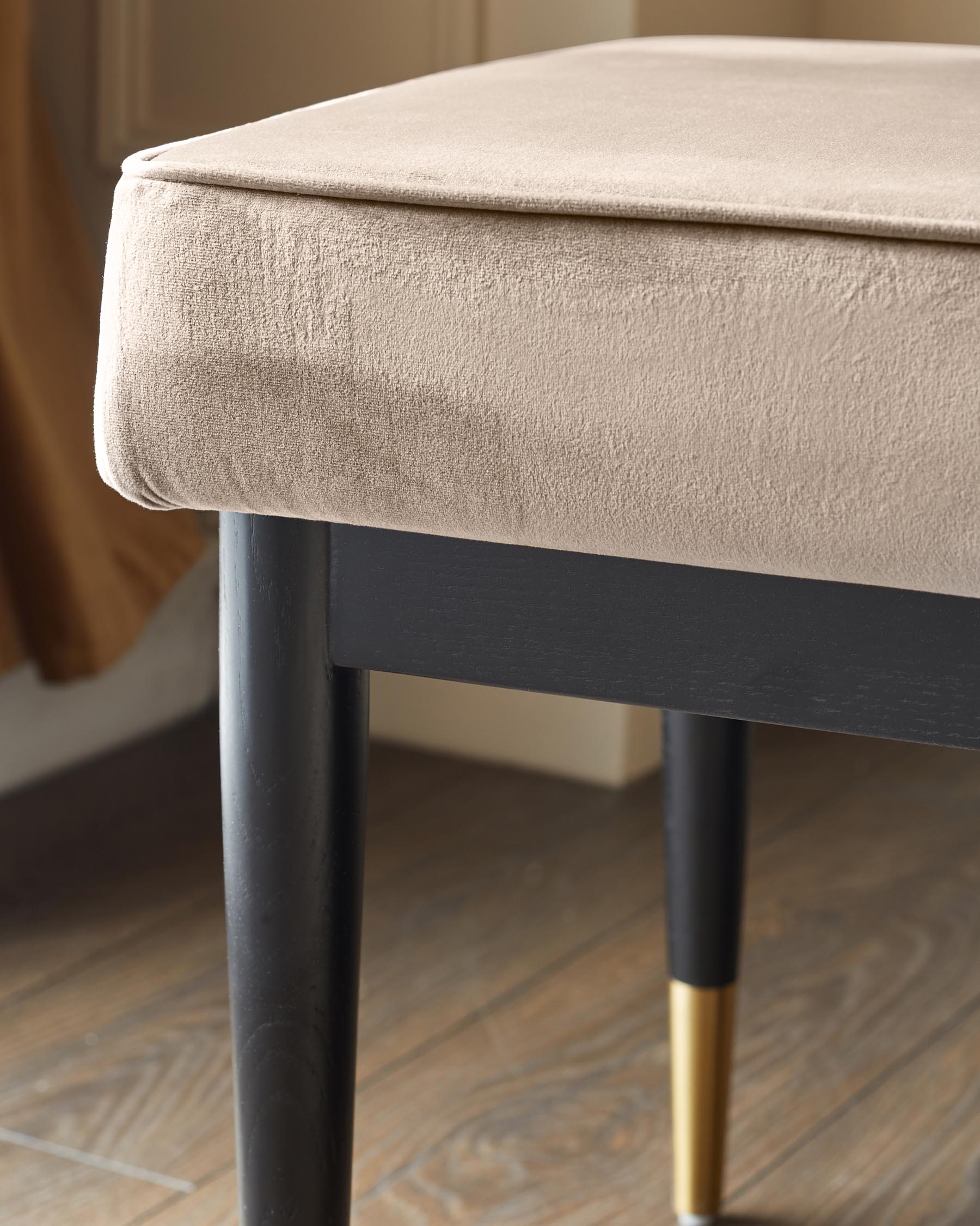 Clover champagne velvet bench without backrest