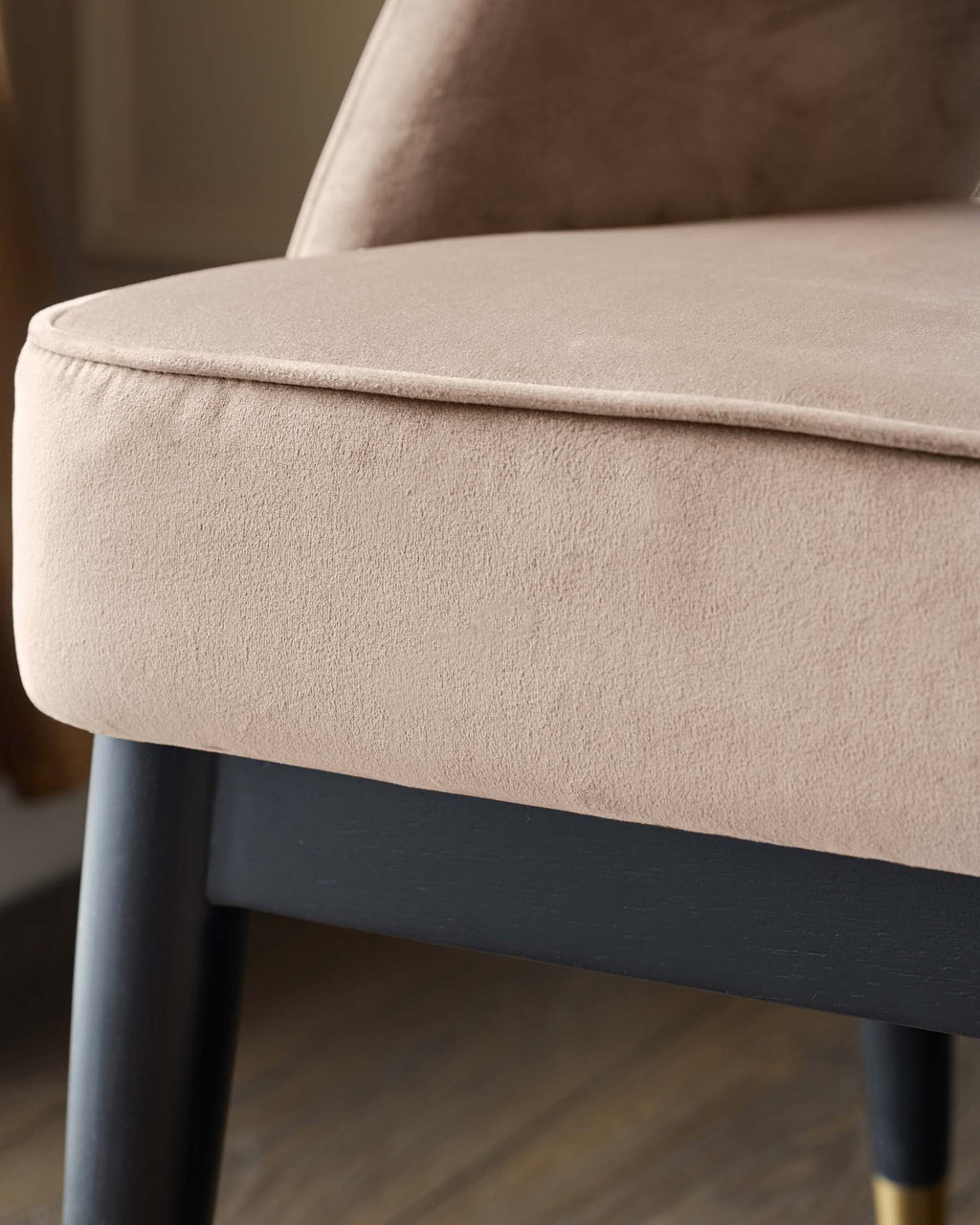 Clover Champagne Velvet Dining Bench With Backrest