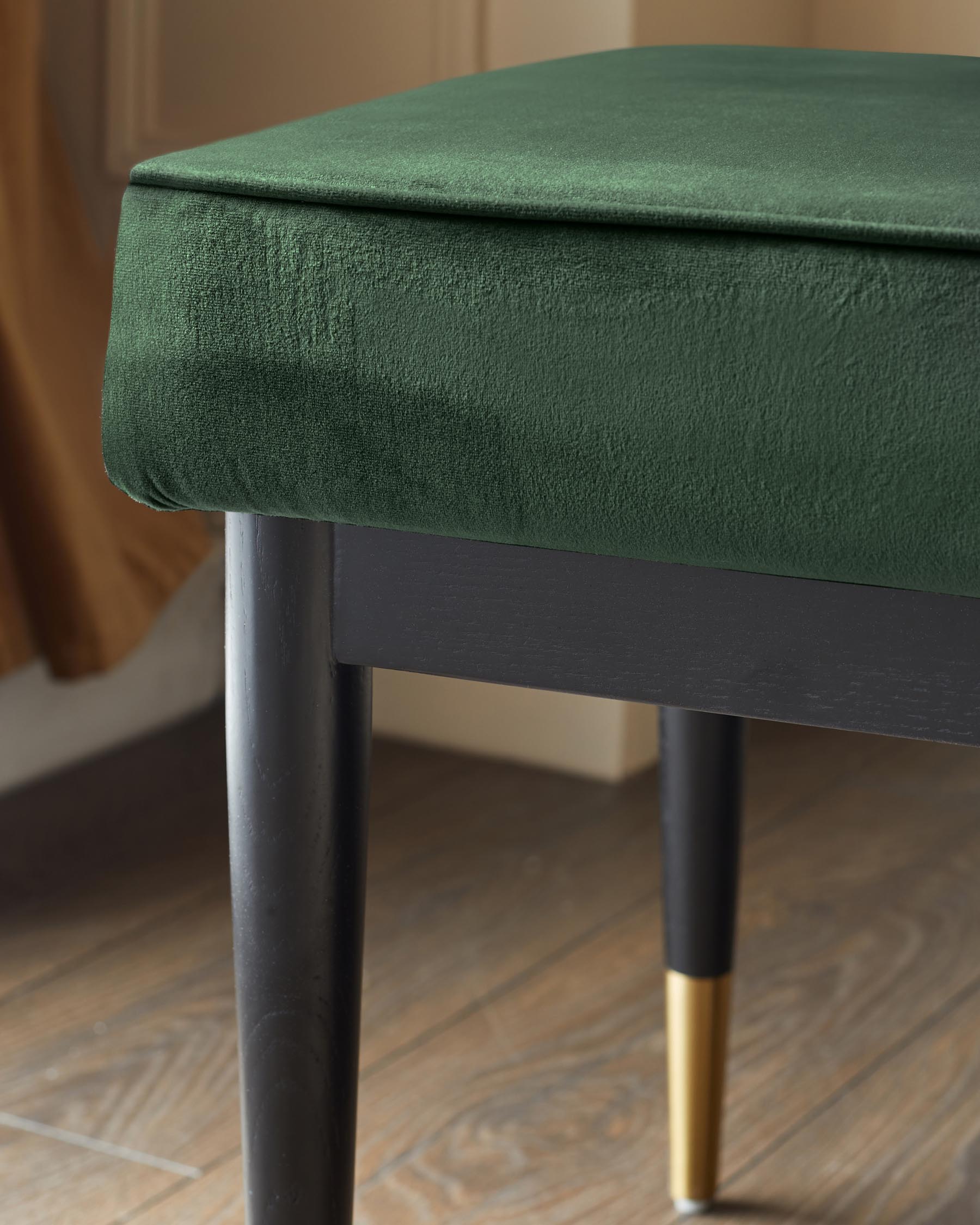 Clover dark green velvet bench without backrest