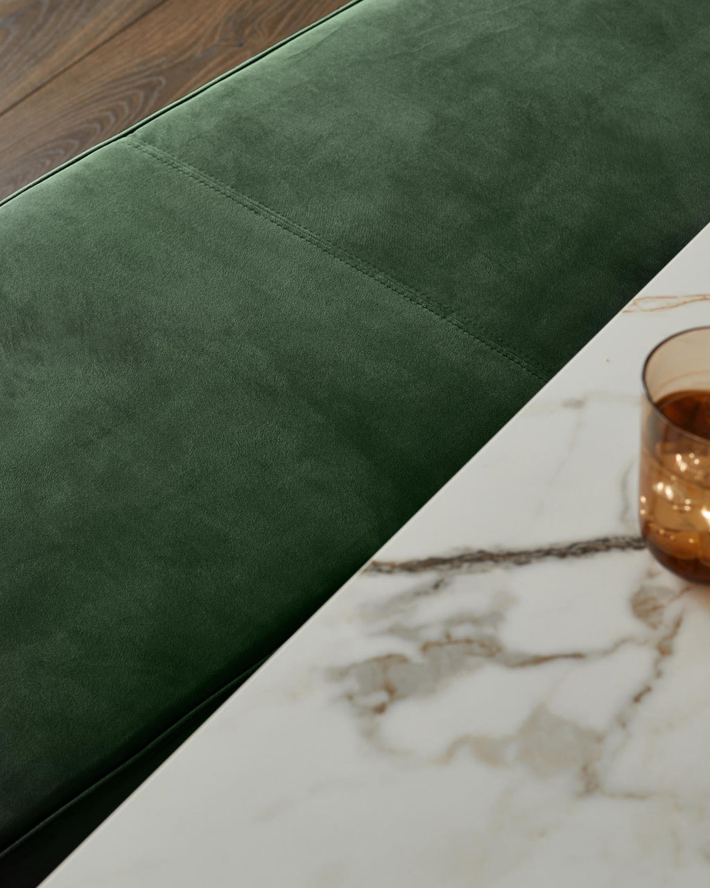 Clover dark green velvet bench without backrest