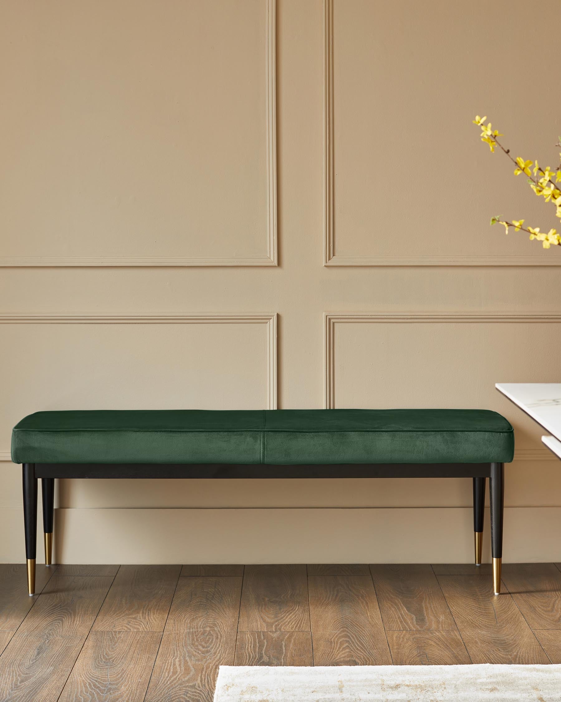 Clover dark green velvet bench without backrest