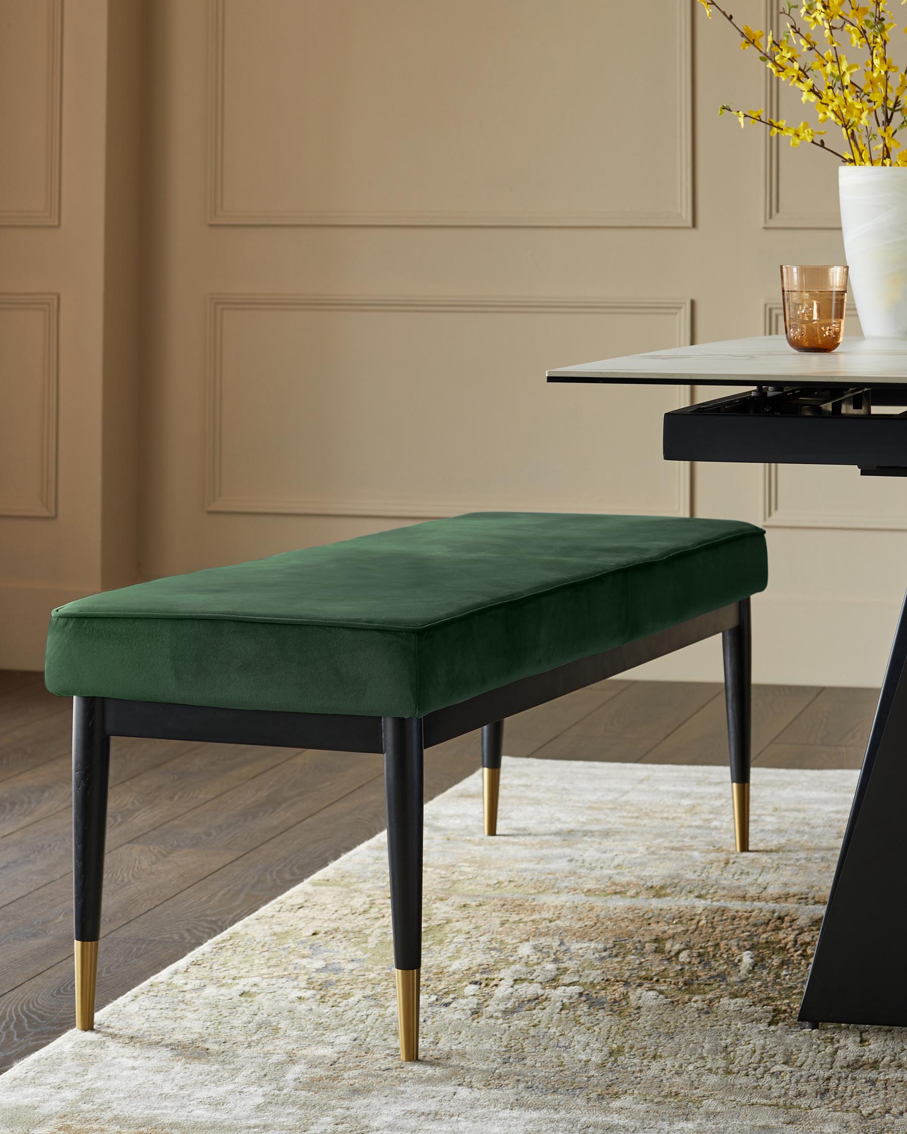 Clover dark green velvet bench without backrest