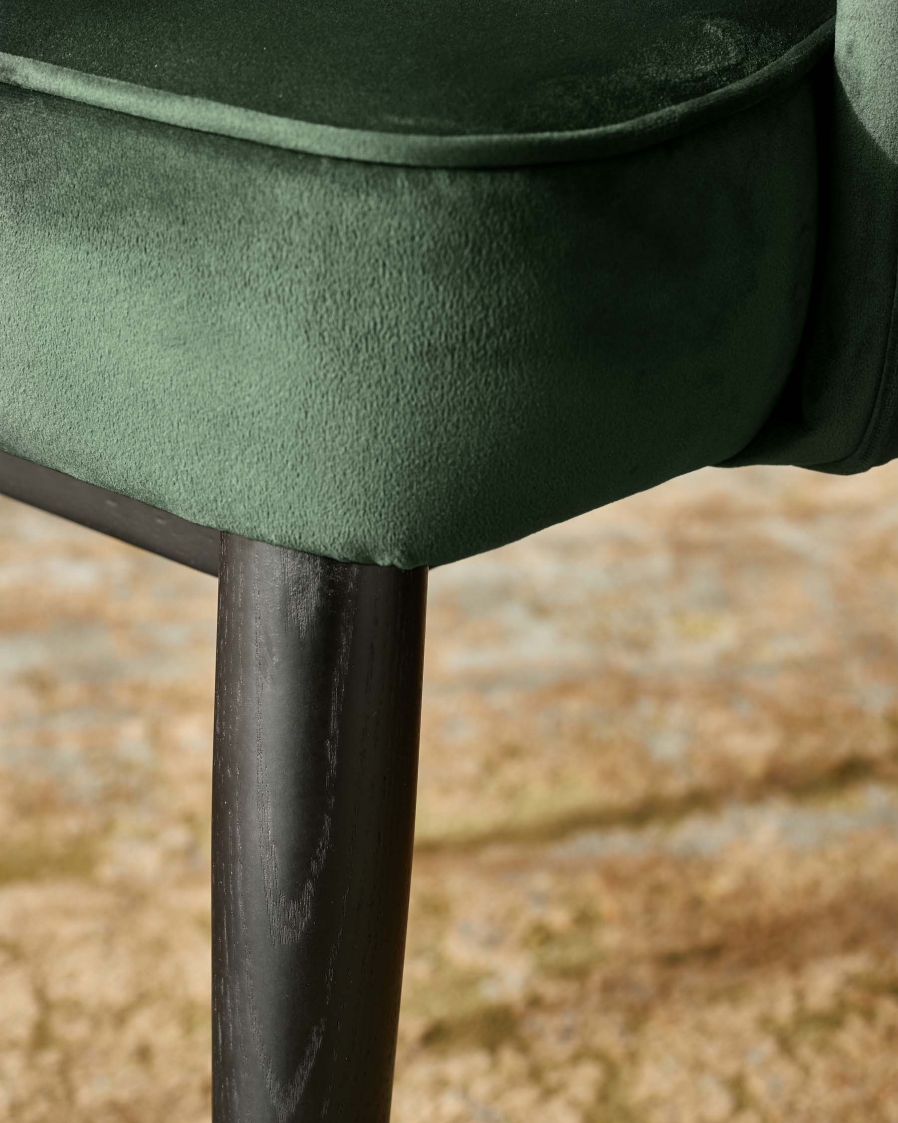 Clover Dark Green Velvet & Brass Dining Armchair