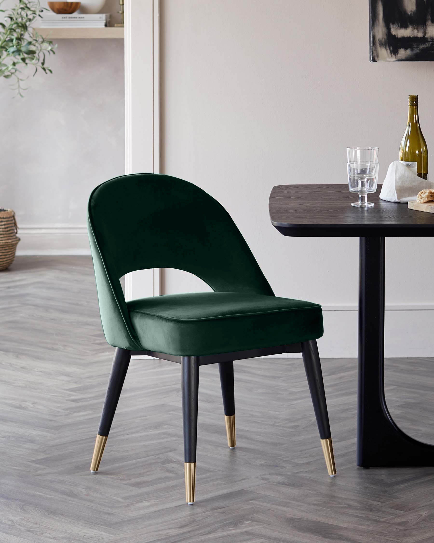 Clover Dark Green Velvet Dining Chair