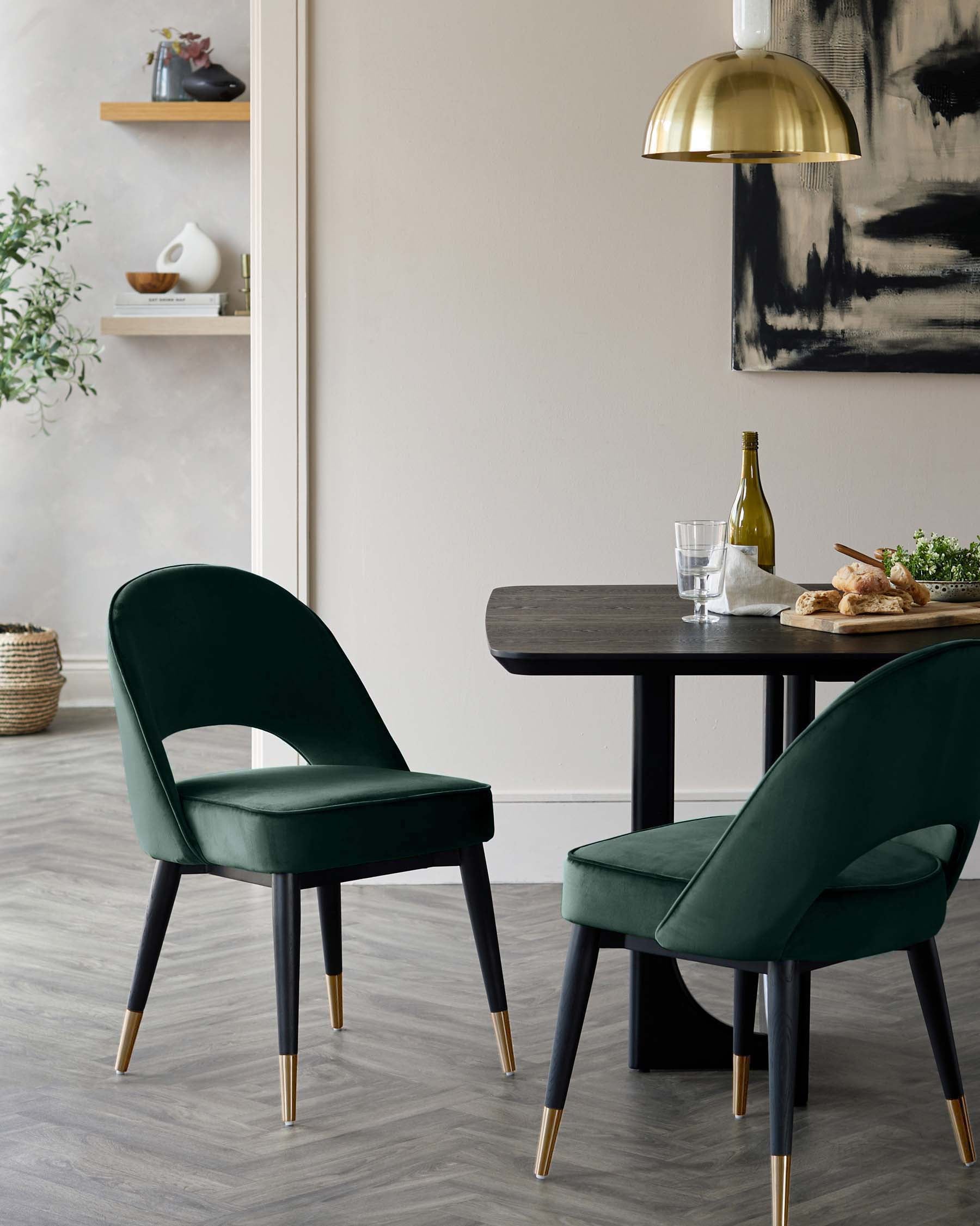 Clover Dark Green Velvet Dining Chair