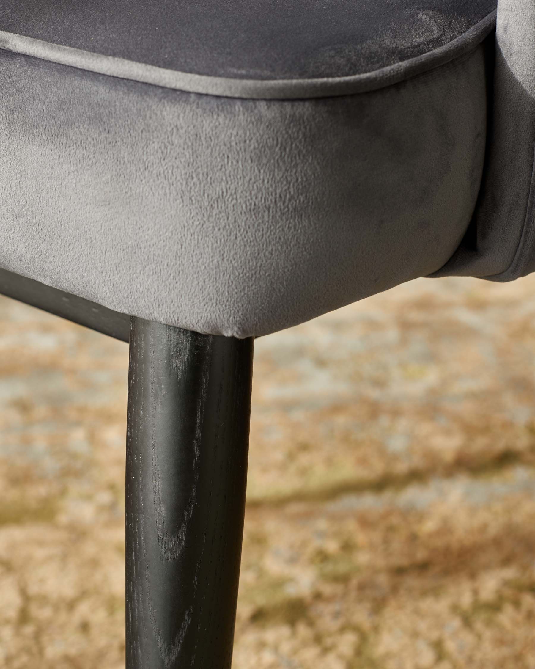 Clover Dark Grey Velvet & Brass Dining Armchair