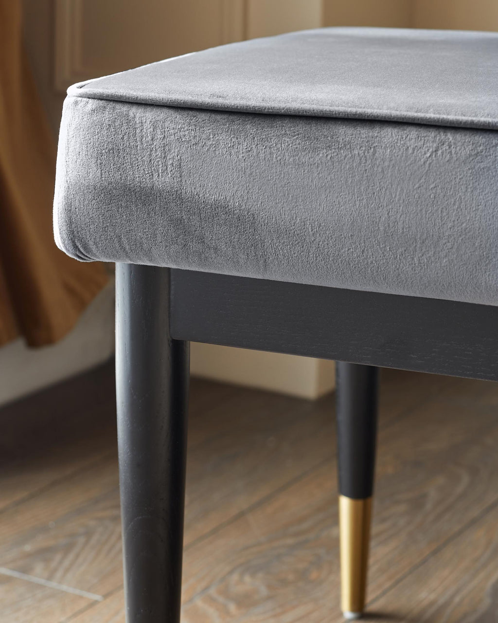 Clover dark grey velvet bench without backrest