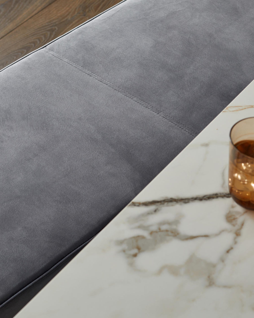 Clover dark grey velvet bench without backrest