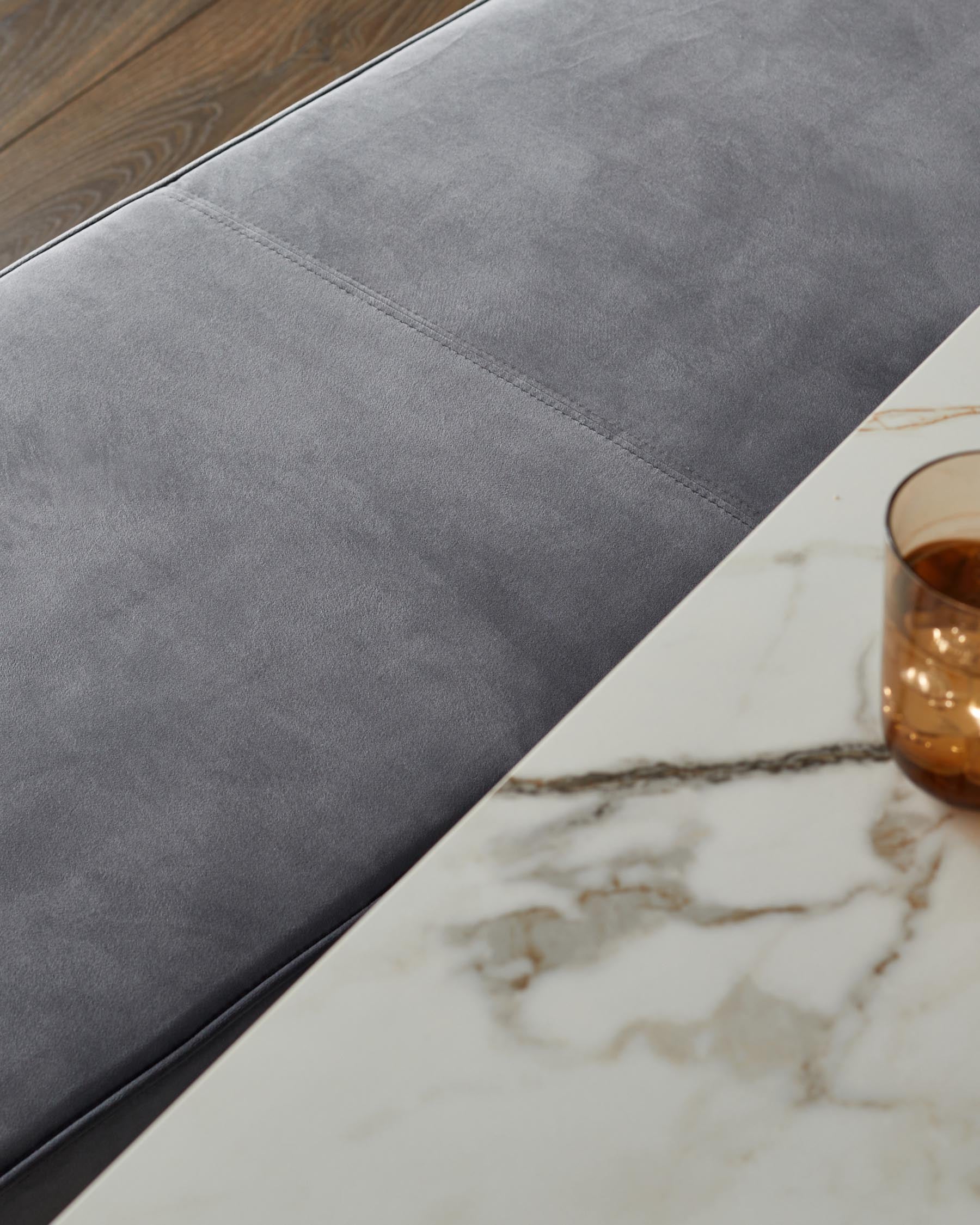 Clover dark grey velvet bench without backrest