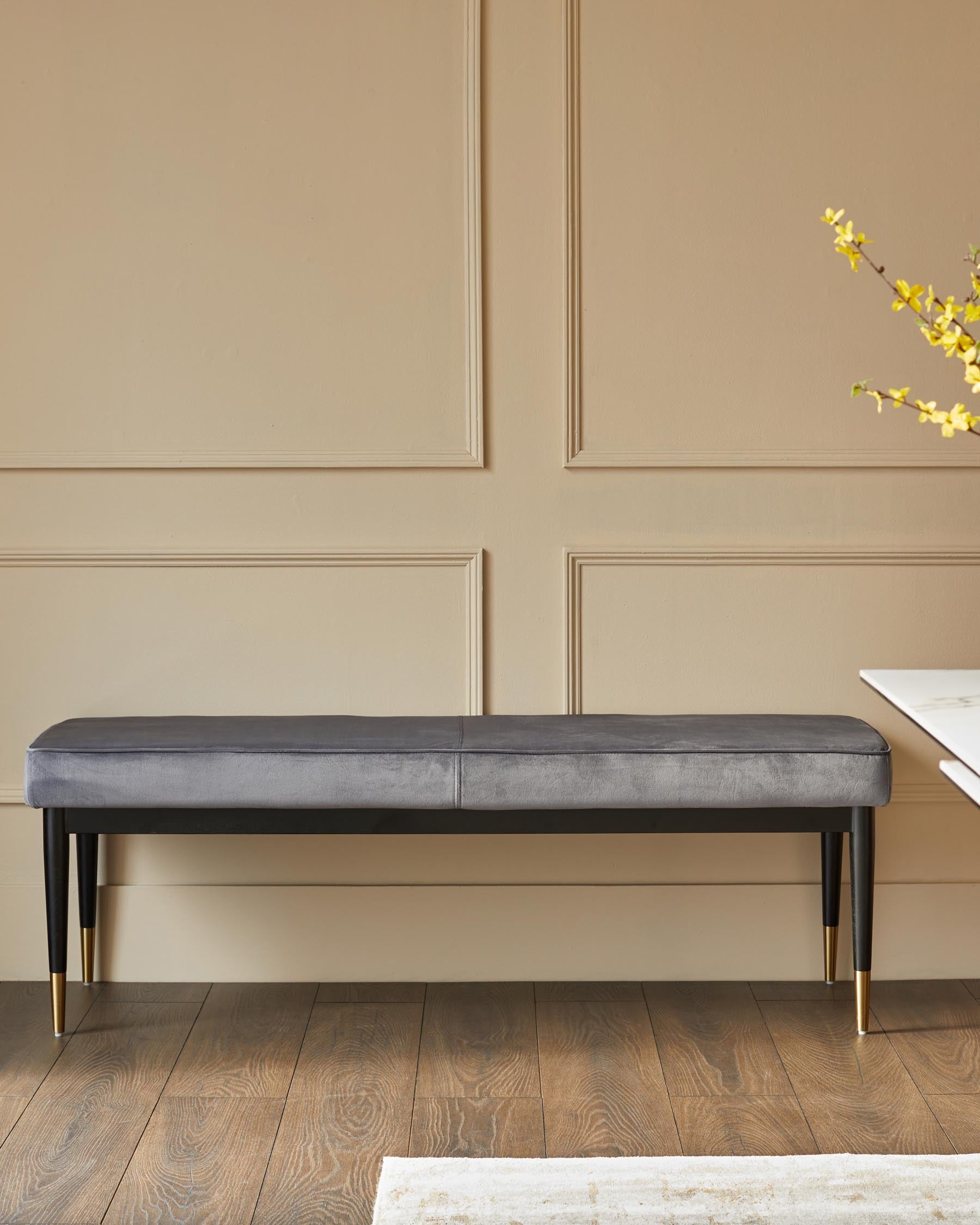 Clover dark grey velvet bench without backrest