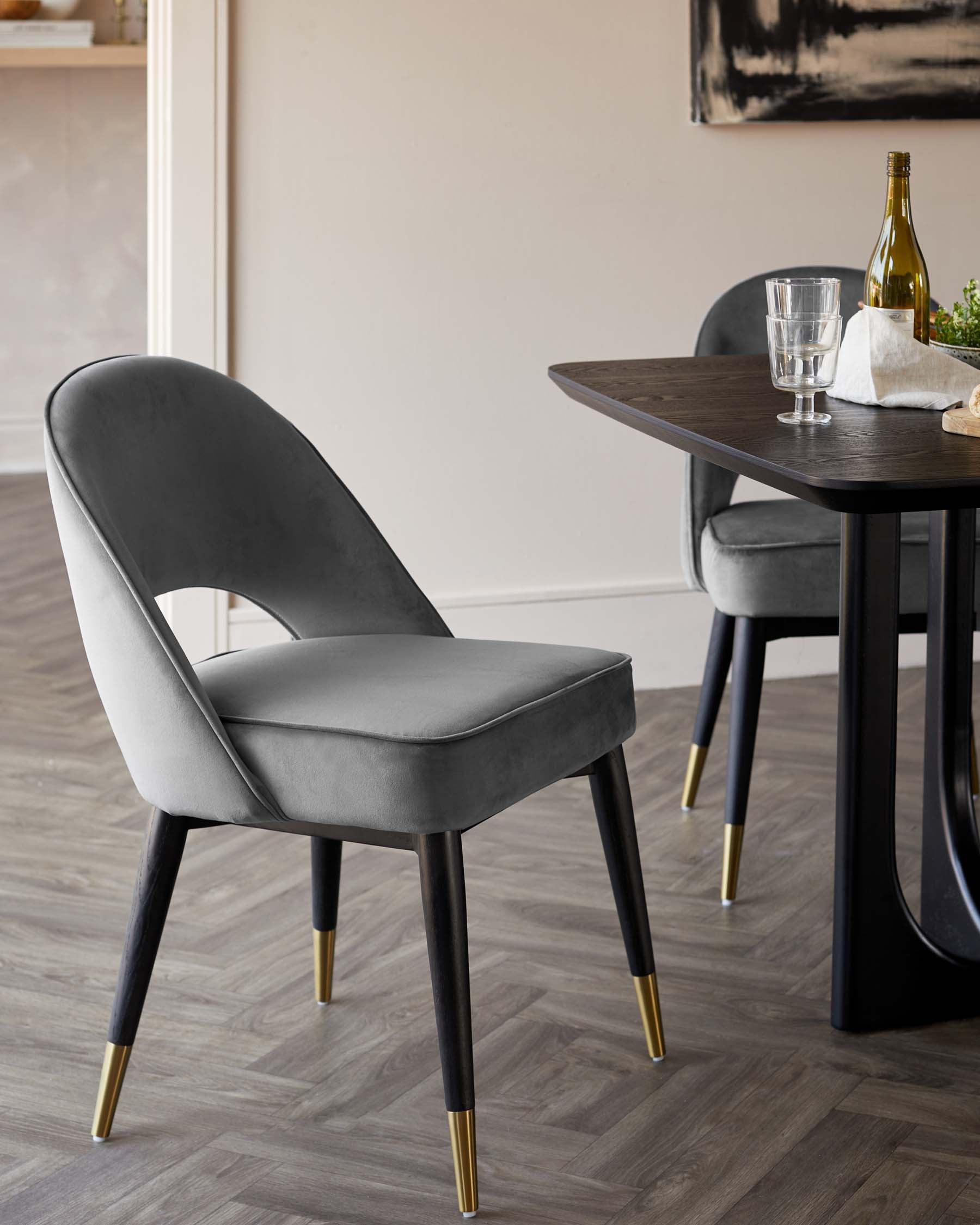 Clover Dark Grey Velvet Dining Chair