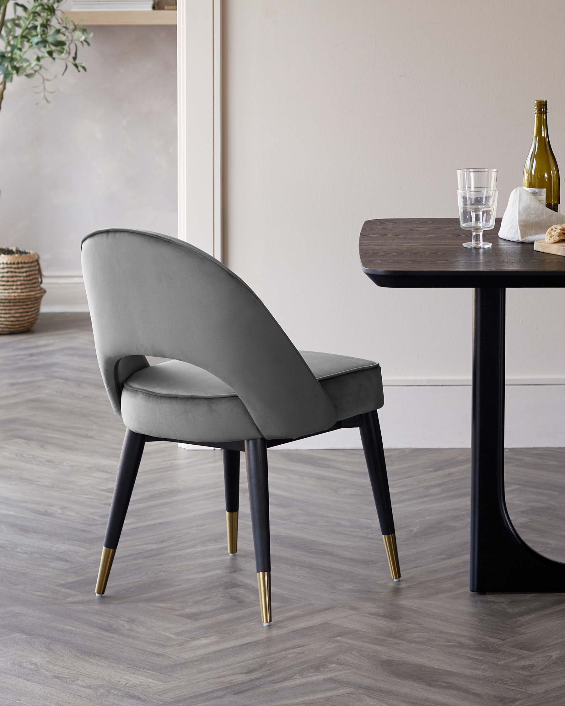 Clover Dark Grey Velvet Dining Chair