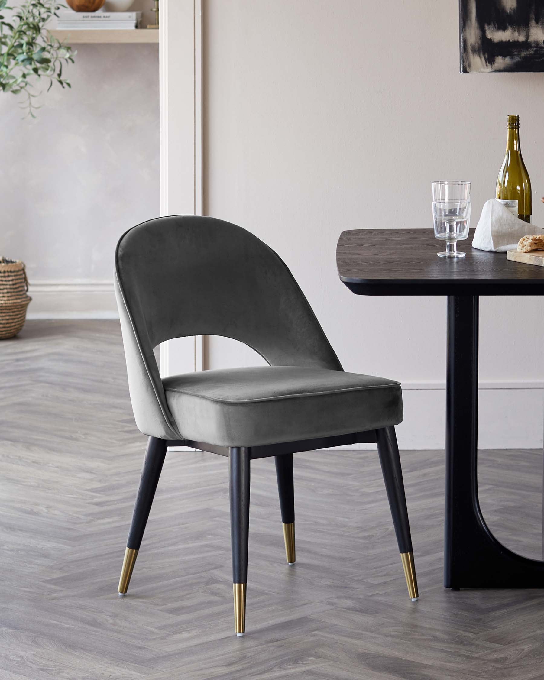 Clover Dark Grey Velvet Dining Chair