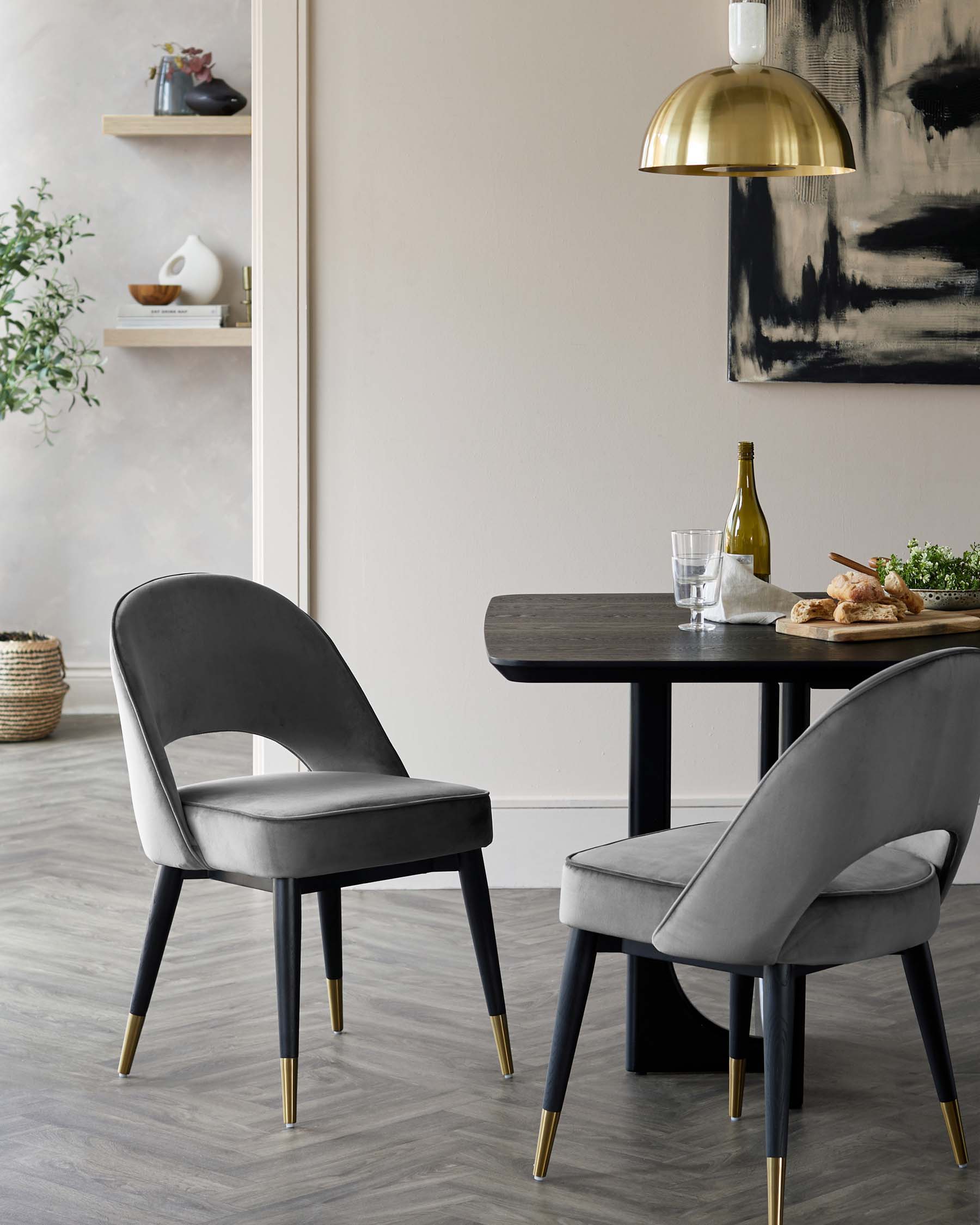 Clover Dark Grey Velvet Dining Chair