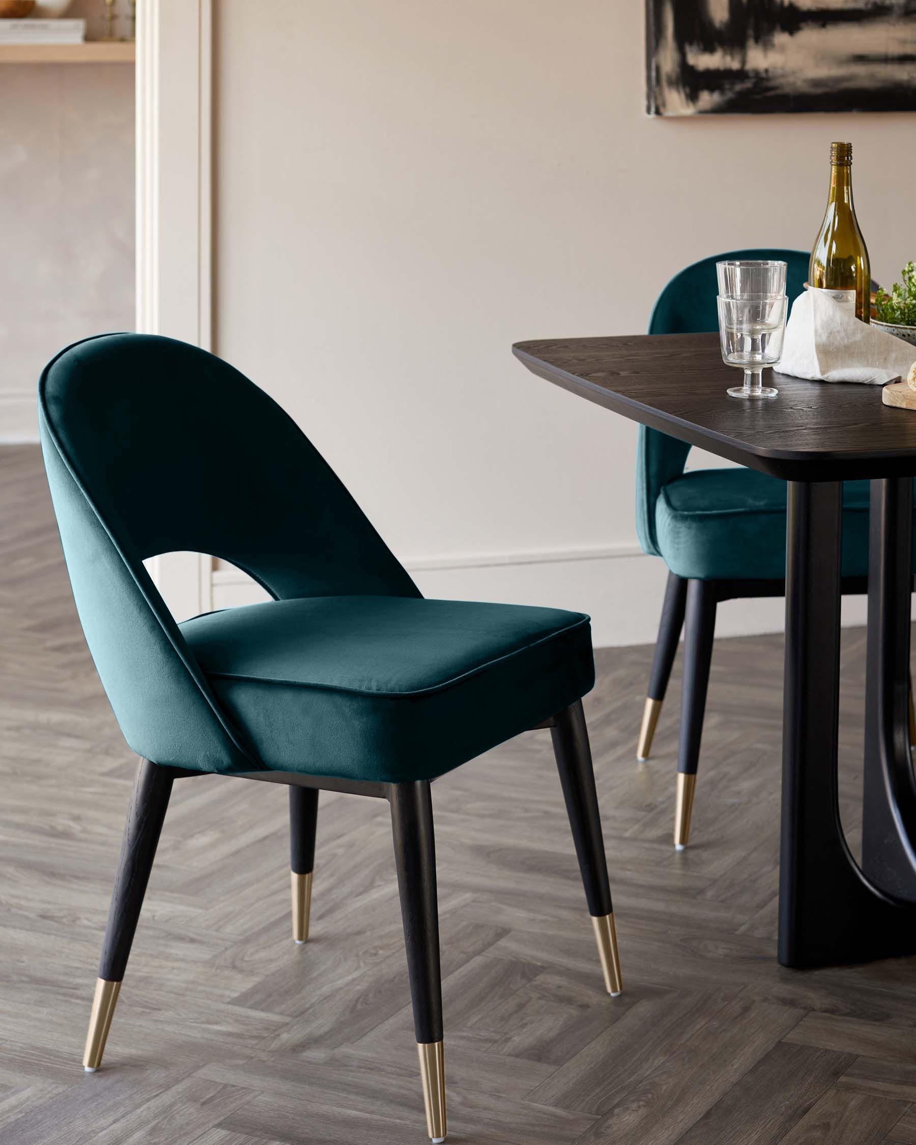 Clover Dark Teal Velvet Dining Chair