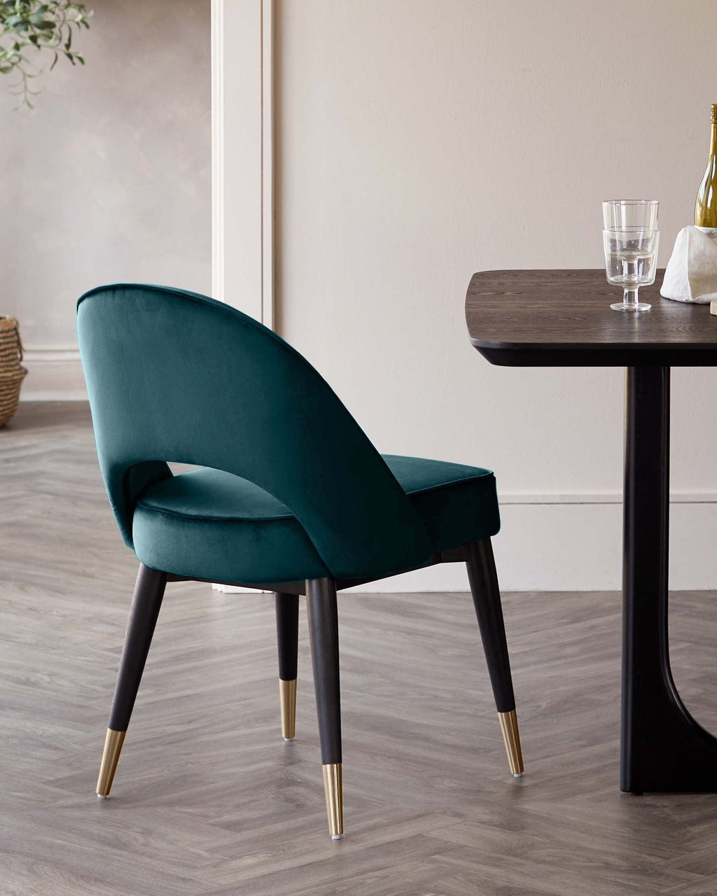 Clover Dark Teal Velvet Dining Chair