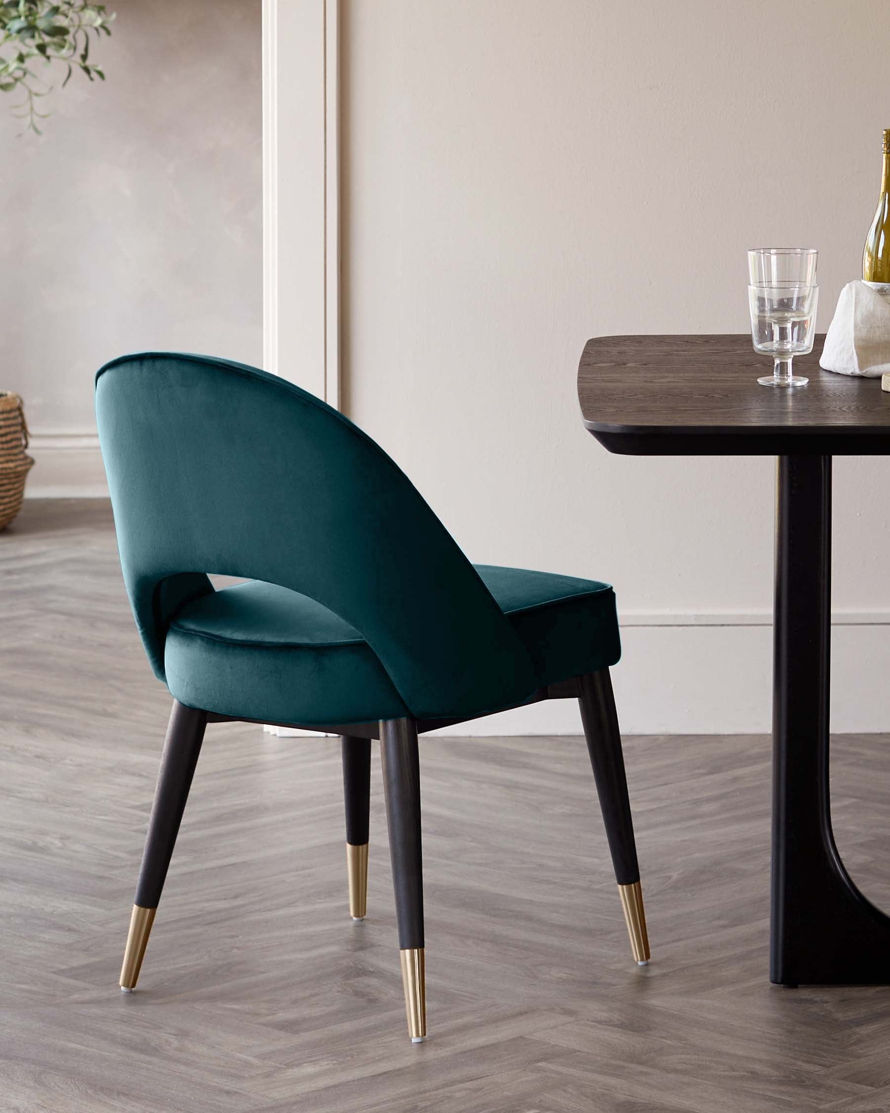 Clover Dark Teal Velvet Dining Chair