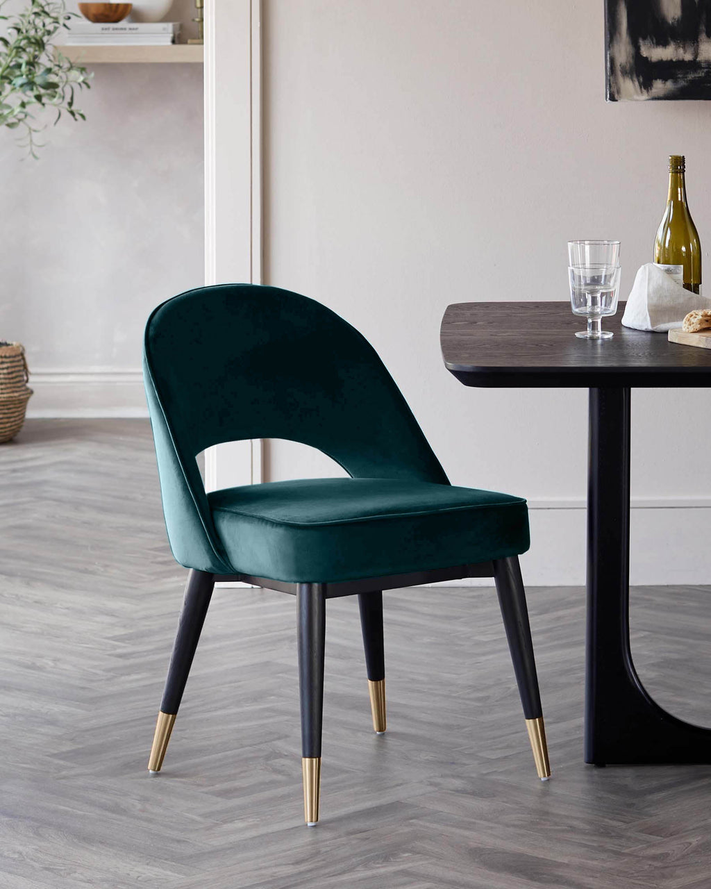 Clover Dark Teal Velvet Dining Chair
