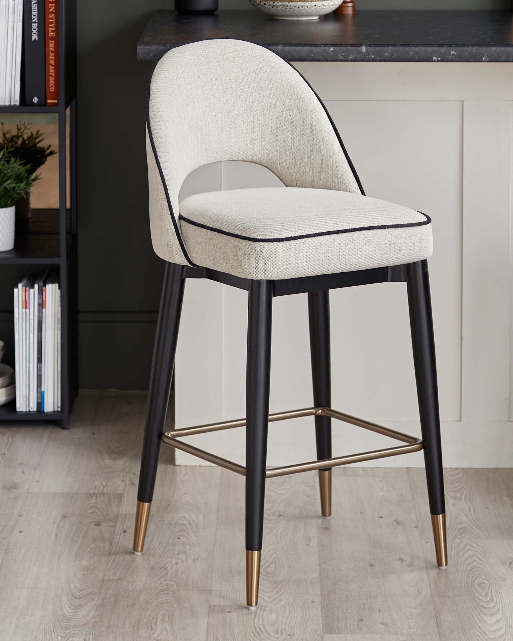 Clover ivory dual tone fabric bar stool with bronze legs