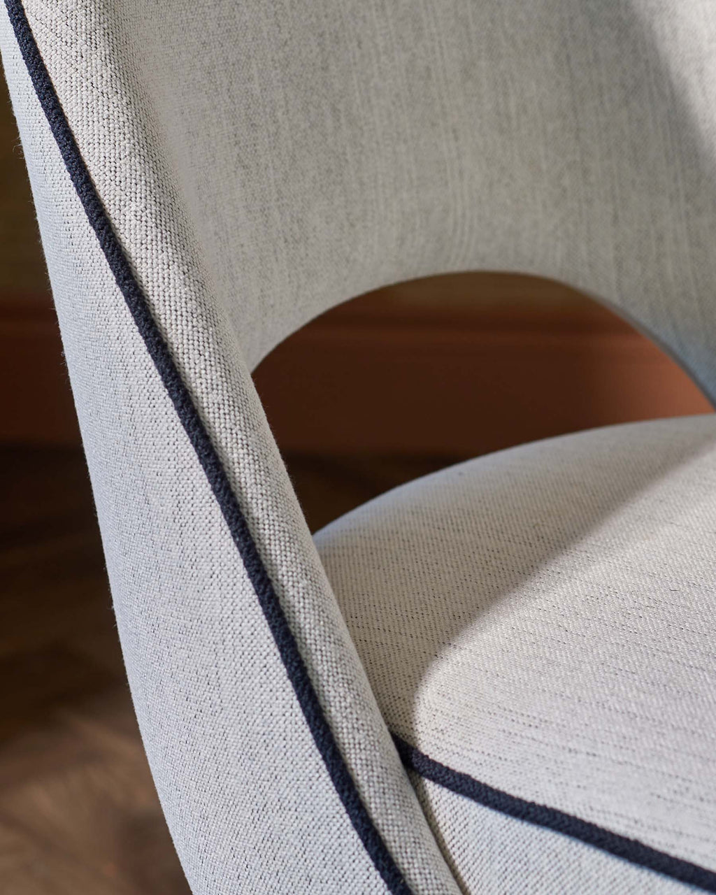 Clover ivory dual tone fabric dining chair with bronze legs
