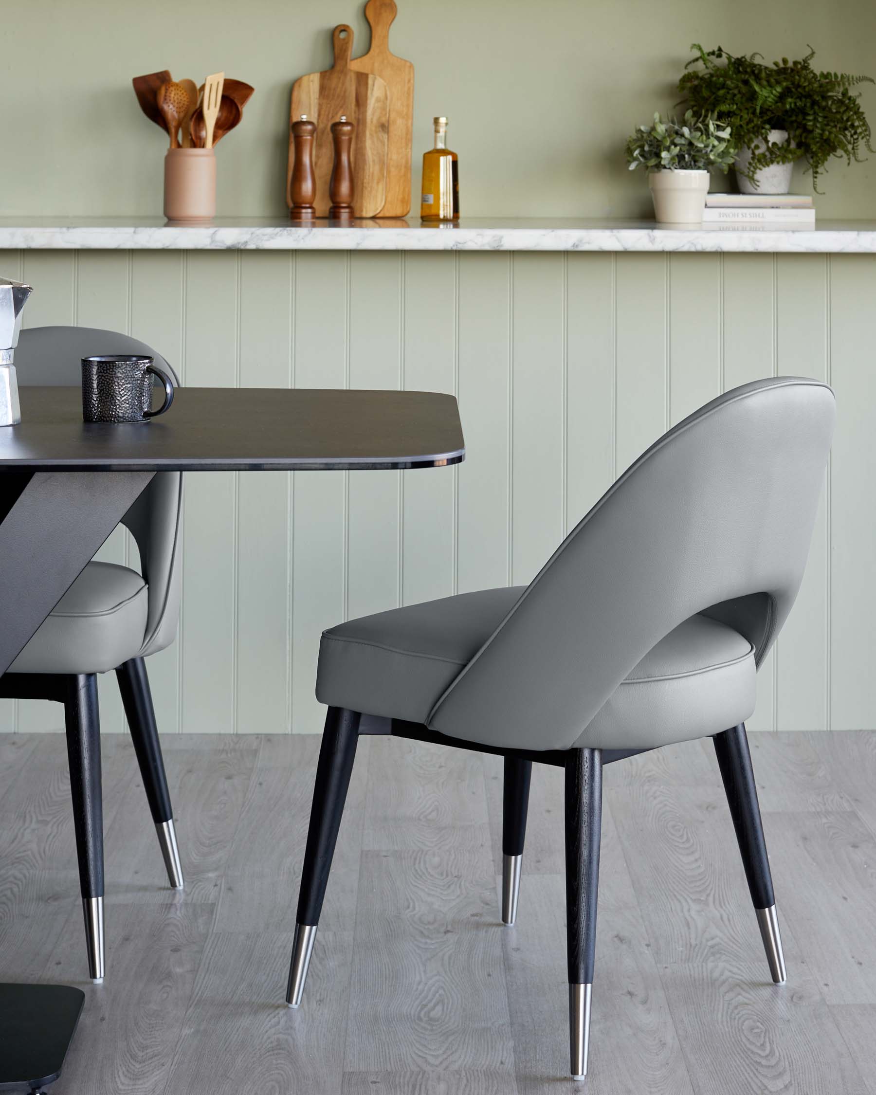 Clover Mid Grey Faux Leather Dining Chair