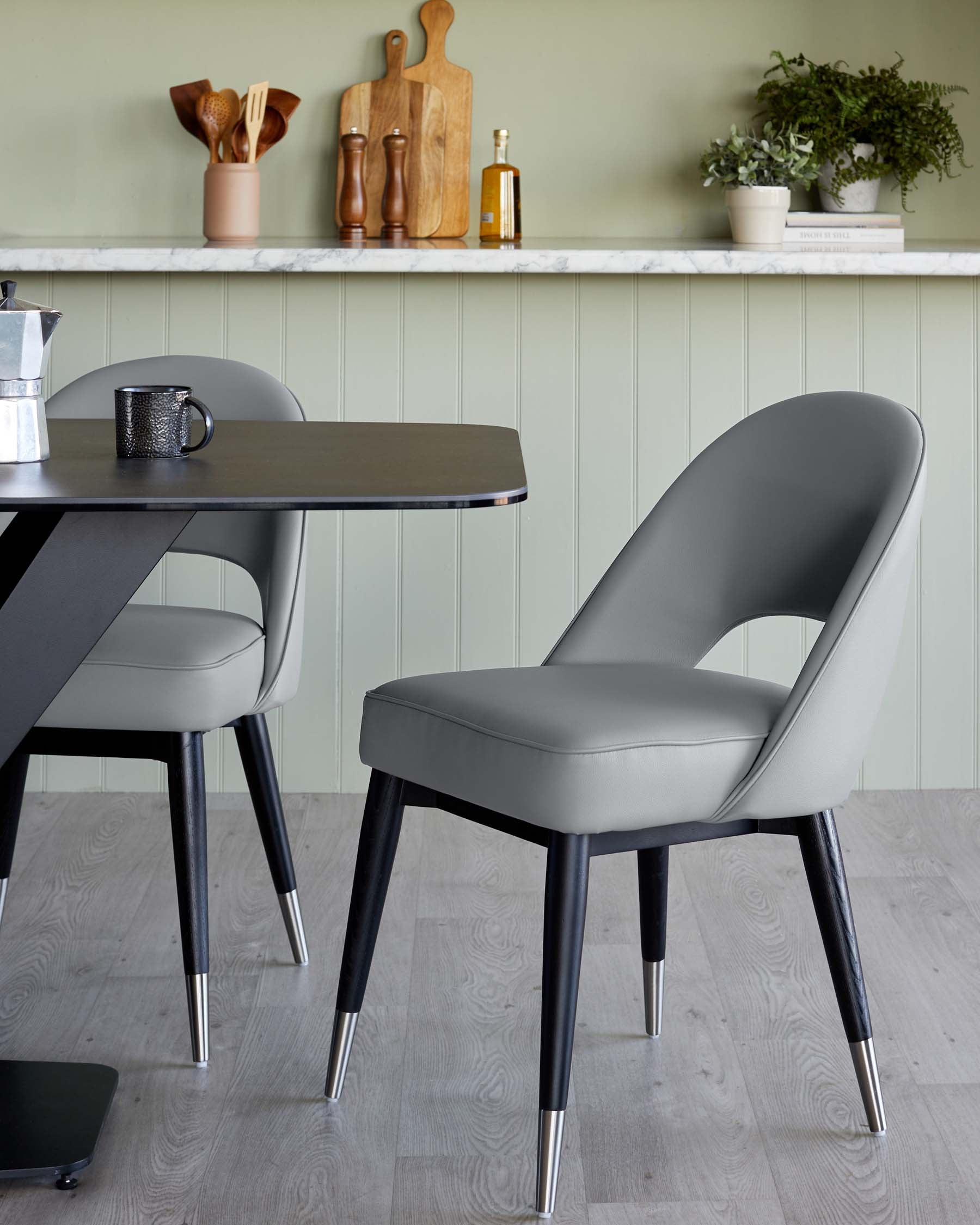 Clover Mid Grey Faux Leather Dining Chair