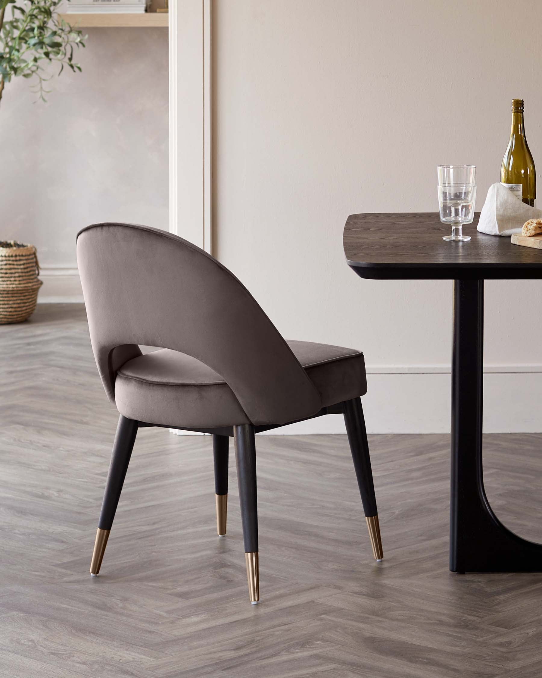 Clover Mocha Velvet Dining Chair With Bronze Legs