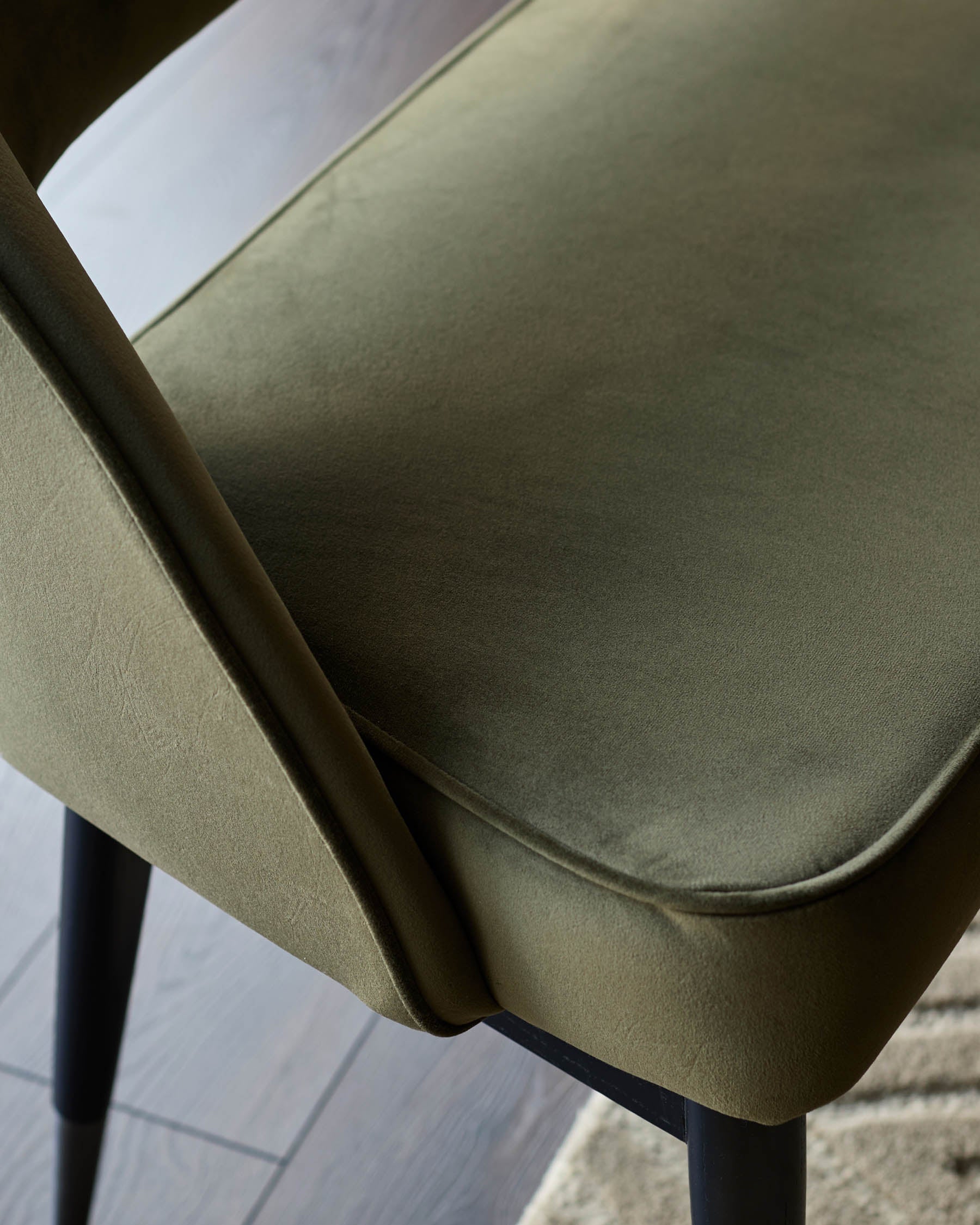 Clover olive green velvet dining bench with backrest