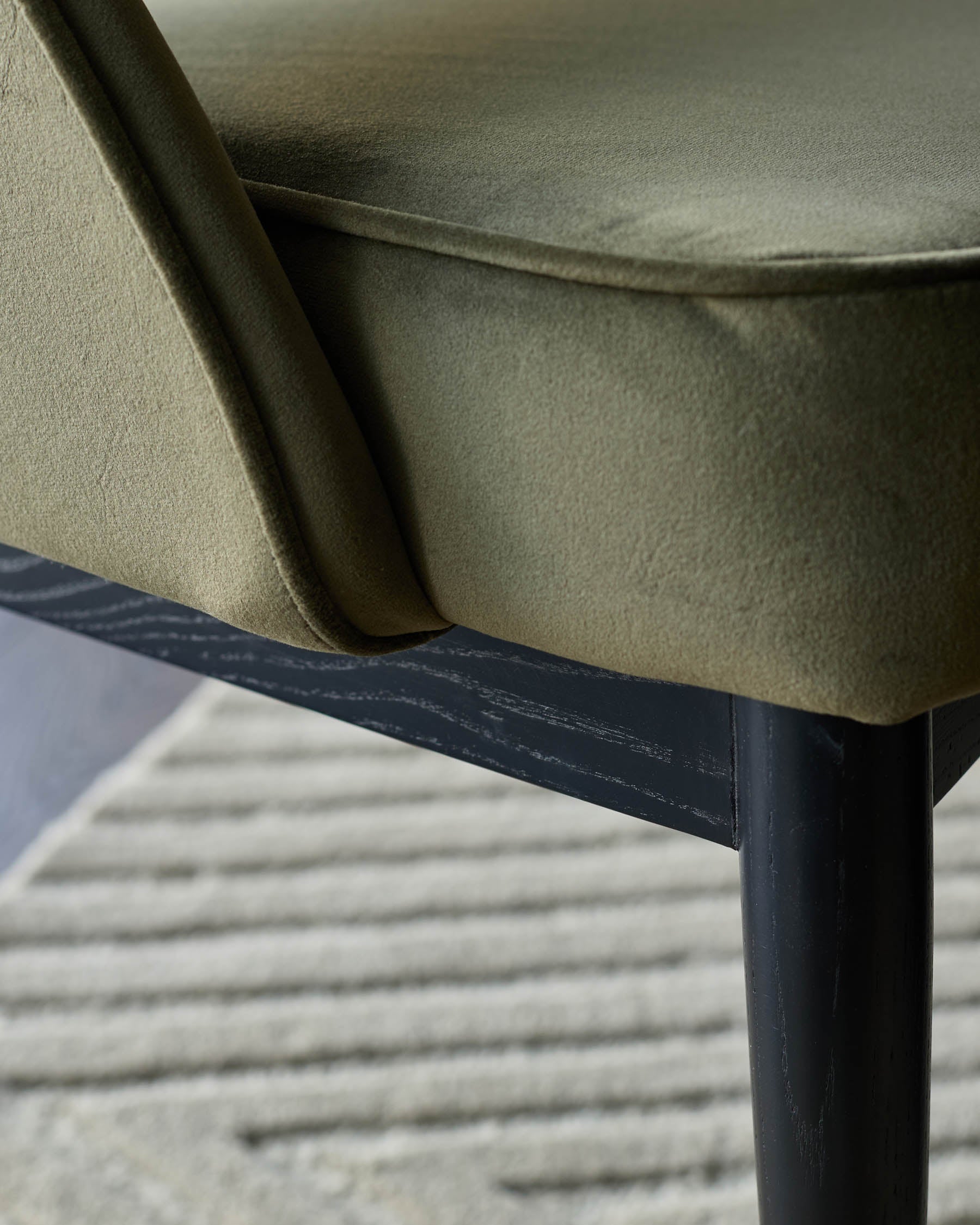 Clover olive green velvet dining bench with backrest