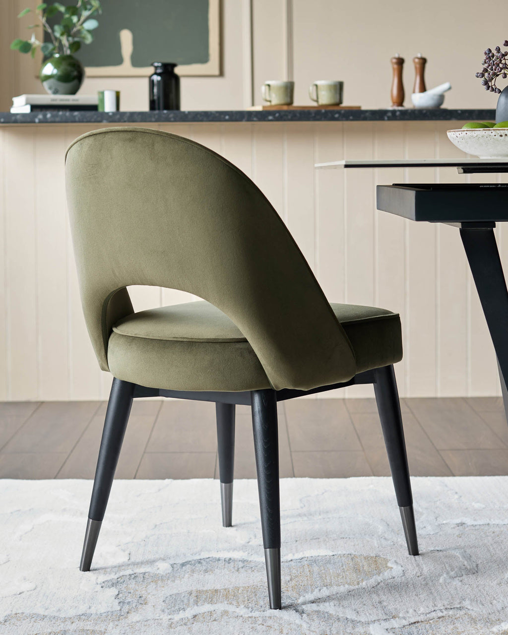 Clover olive green velvet dining chair
