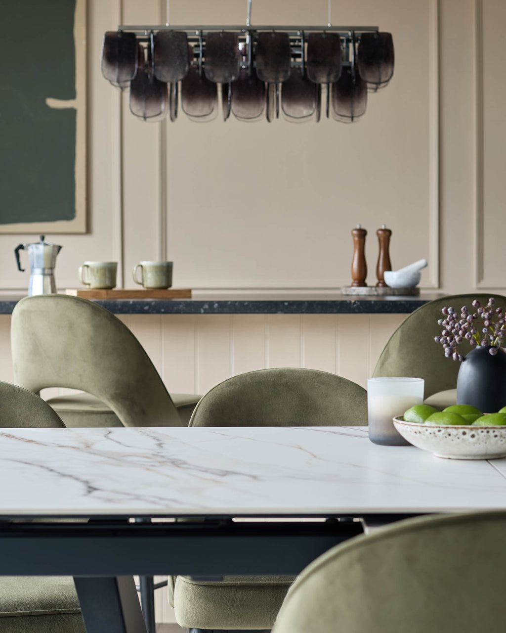 Clover olive green velvet dining chair