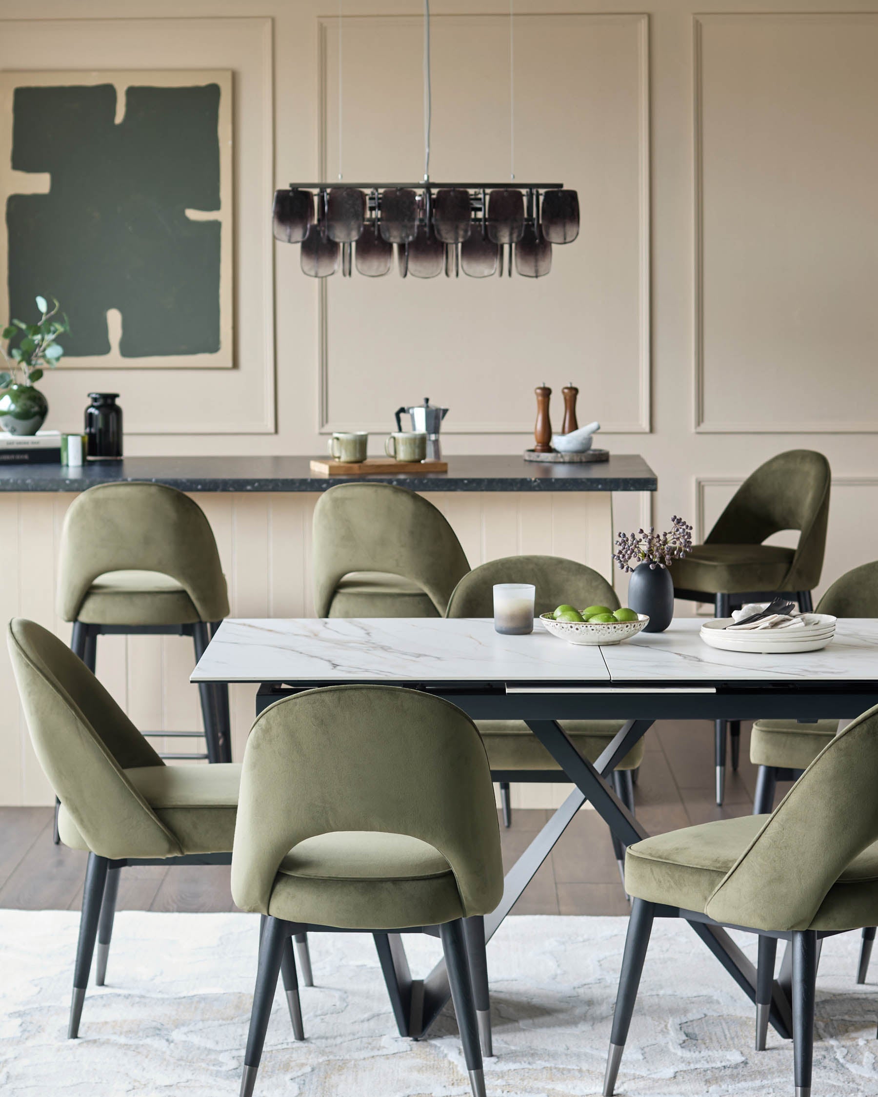 Clover olive green velvet dining chair