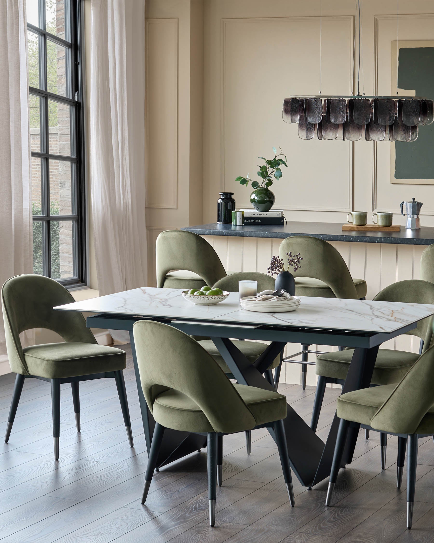 Clover olive green velvet dining chair