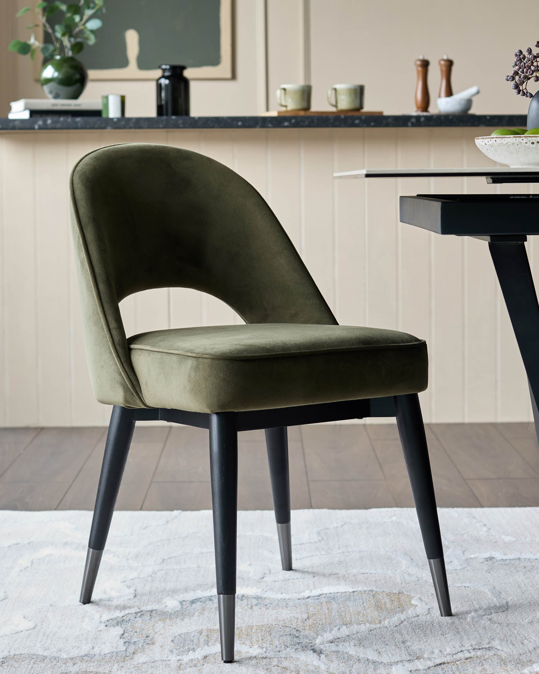 Clover olive green velvet dining chair